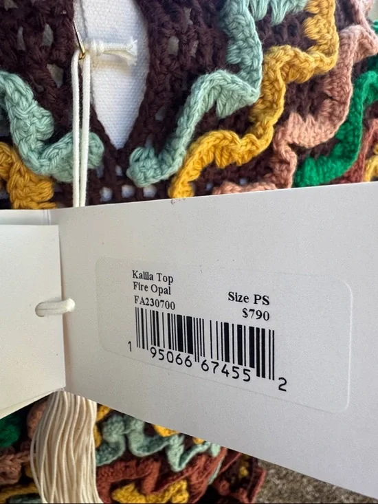 Ulla Johnson Kalila Top Fire Opal Crochet Short Sleeves Size PS (US 2-4) - Picture 15 of 16